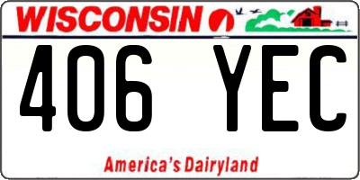 WI license plate 406YEC