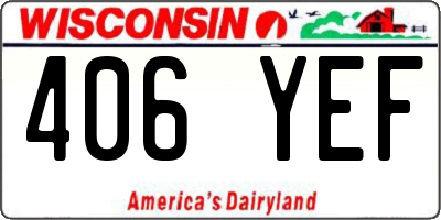 WI license plate 406YEF