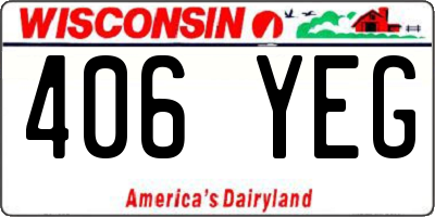 WI license plate 406YEG