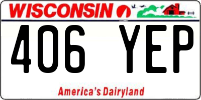 WI license plate 406YEP