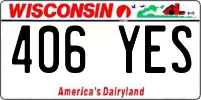 WI license plate 406YES