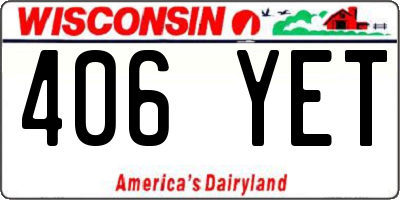 WI license plate 406YET