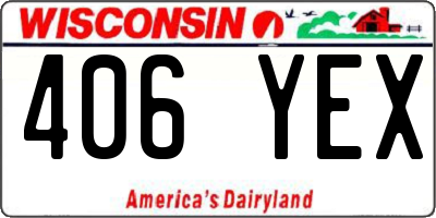 WI license plate 406YEX