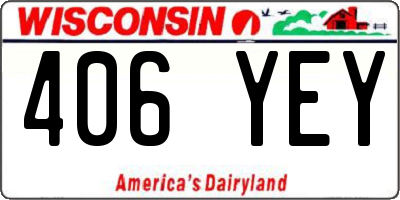 WI license plate 406YEY