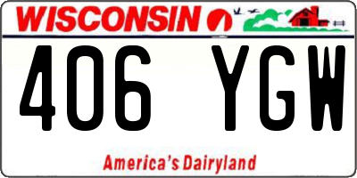 WI license plate 406YGW