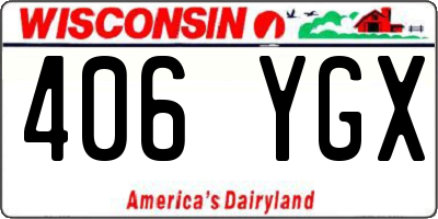 WI license plate 406YGX