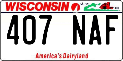 WI license plate 407NAF