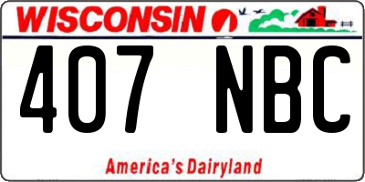 WI license plate 407NBC