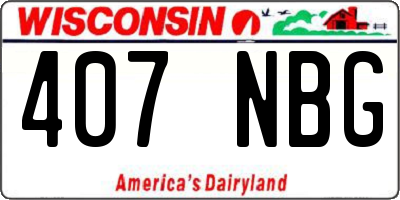 WI license plate 407NBG
