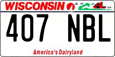 WI license plate 407NBL