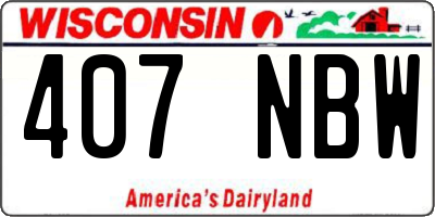 WI license plate 407NBW