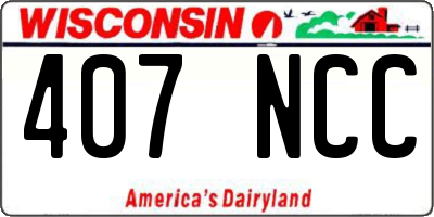 WI license plate 407NCC