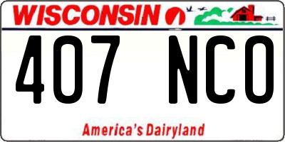 WI license plate 407NCO
