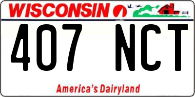 WI license plate 407NCT