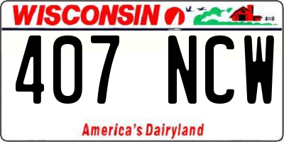WI license plate 407NCW
