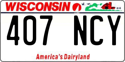 WI license plate 407NCY