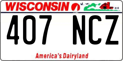 WI license plate 407NCZ