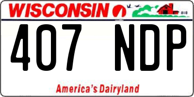 WI license plate 407NDP