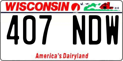 WI license plate 407NDW