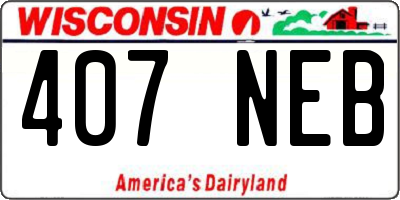 WI license plate 407NEB