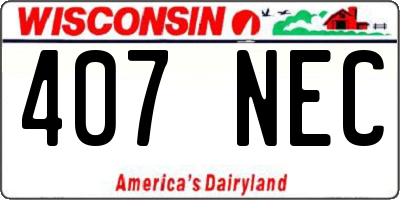 WI license plate 407NEC