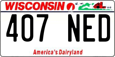 WI license plate 407NED