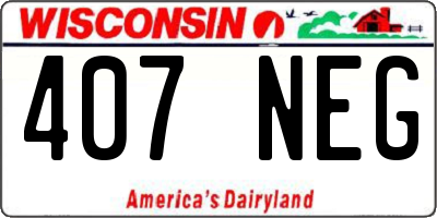 WI license plate 407NEG