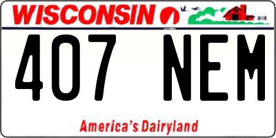 WI license plate 407NEM