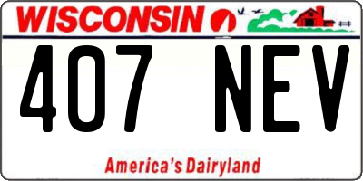 WI license plate 407NEV