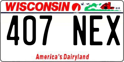 WI license plate 407NEX
