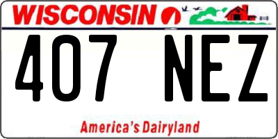 WI license plate 407NEZ