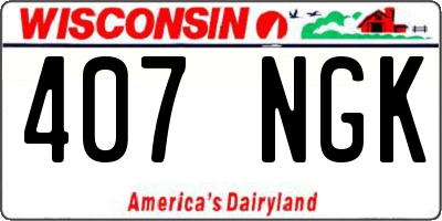 WI license plate 407NGK