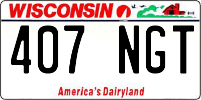 WI license plate 407NGT