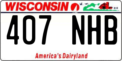 WI license plate 407NHB