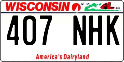 WI license plate 407NHK