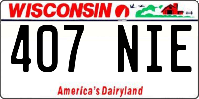 WI license plate 407NIE