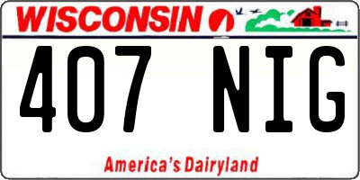 WI license plate 407NIG
