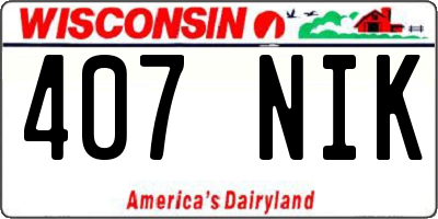 WI license plate 407NIK