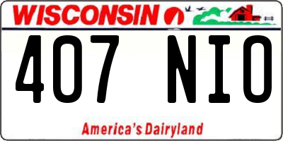 WI license plate 407NIO