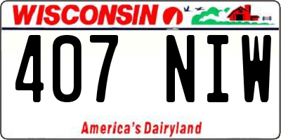 WI license plate 407NIW