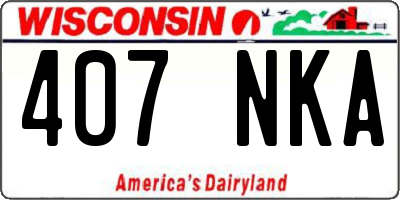 WI license plate 407NKA