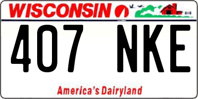 WI license plate 407NKE