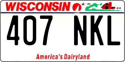 WI license plate 407NKL