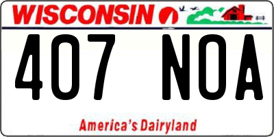 WI license plate 407NOA