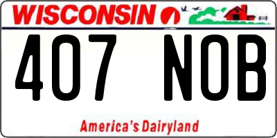 WI license plate 407NOB