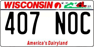 WI license plate 407NOC