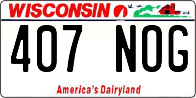 WI license plate 407NOG