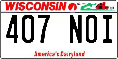 WI license plate 407NOI