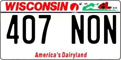 WI license plate 407NON