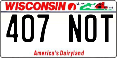 WI license plate 407NOT